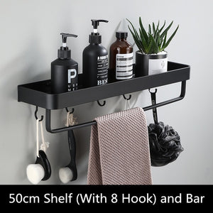 Open image in slideshow, Bathroom Black Shelf with Towel Bar
