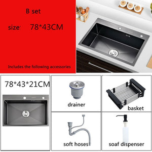 Open image in slideshow, Black Kitchen Sink Single Basin
